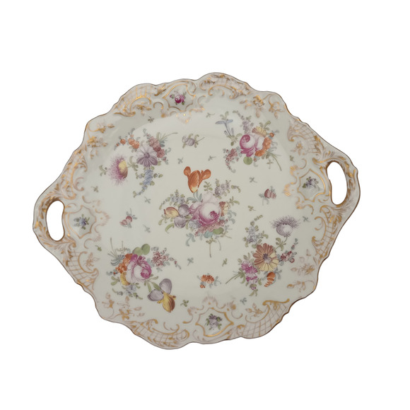 Dresden Franziska Hirsch Hand Painted 2 Handled Platter - Picture 1 of 8